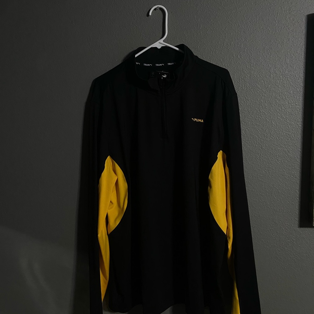 Puma Black Long Sleeve Shirt with Yellow Logo